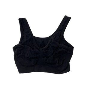 Genie Bra Black XL Seamless Wireless Nylon/Spandex Comfort Support Sports Bra